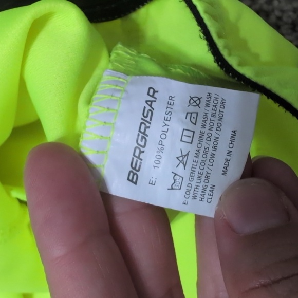 Bergrisar Neon Yellow Men's Cycling Jacket Four Back Pocket Zip Up Medium - Picture 14 of 15